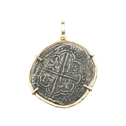 Picture of Reproduction Atocha Shipwreck Coin Pendant with 14k Yellow Gold Bezel