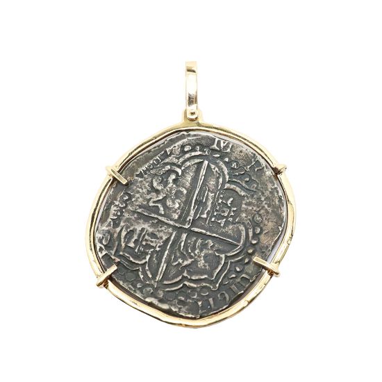 Picture of Reproduction Atocha Shipwreck Coin Pendant with 14k Yellow Gold Bezel