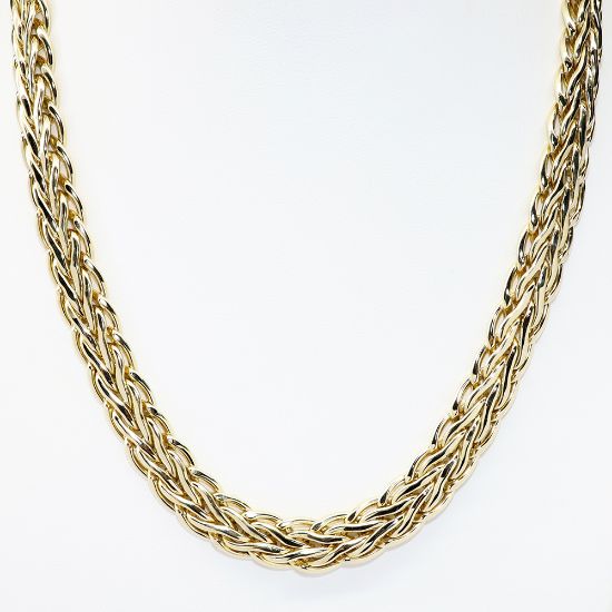 Picture of 18" 14k Yellow Gold Byzantine Chain Necklace with Jumbo Spring Ring Closure