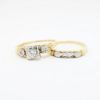 Picture of Art Deco Era 14k Yellow and White Gold & European Cut Diamond Engagement Ring and Wedding Band Set, US Size 8