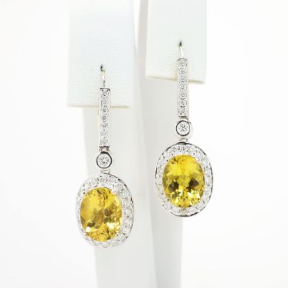 Picture of 14k Gold, Citrine and Diamond Oval Drop Earrings