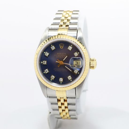 Picture of Rolex Datejust Ladies 18K Yellow Gold & Stainless Steel Watch with 26mm Blue Diamond Dial