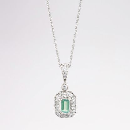 Picture of 14k White Gold, Diamond & Emerald Cut Alexandrite Necklace