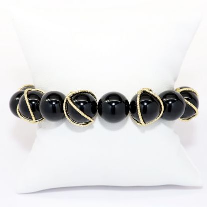 Picture of 14k Gold Wrapped Black Onyx Beaded Bracelet