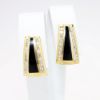 Picture of 14k Yellow Gold Lever Back Earrings with Black Onyx Inlay & Diamond Accents