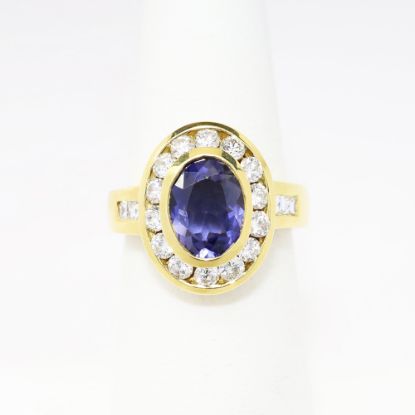 Picture of 18k Yellow Gold, Diamond & Oval Cut Iolite Ring