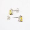 Picture of 14k White Gold & Pear Cut Heliodor Stud Earrings with Diamond Accents