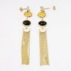 Picture of 10k Two-Tone Gold with Faceted Citrine & Black Onyx Tasseled Dangle Earrings