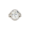 Picture of 18k White Gold & 3.00ct Oval Brilliant Cut Diamond Solitaire Engagement Ring with Diamond Cluster Accents