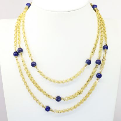 Picture of 18k Yellow Yellow Gold & Lapis Lazuli Long Beaded Necklace