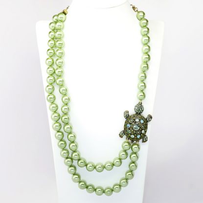 Picture of Heidi Daus 'Simply Irresistible' Green Faux Pearl & Pavé Crystal Turtle Necklace