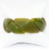 Picture of Vintage Spinach Green Carved Bakelite Bangle Bracelet