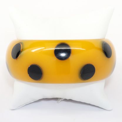 Picture of Vintage Butterscotch & Black Polka Dot Bakelite Bangle Bracelet