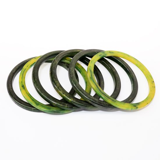 Picture of Vintage Set of Six Creamed Spinach Green Stacking Bakelite Bangle Bracelets