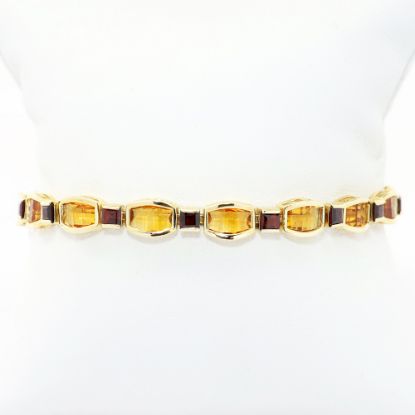 Picture of 14k Yellow Gold, Square Cut Garnet & Fancy Cut Citrine Bracelet