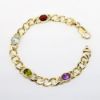 Picture of 14k Yellow Gold Curb Chain Bracelet with Garnet, Blue Topaz, Peridot & Amethyst Stations