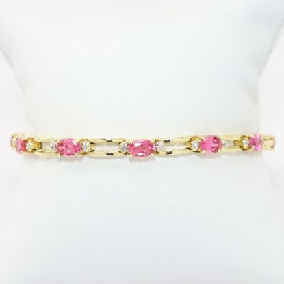 Picture of 14k Yellow Gold, Pink Tourmaline & Diamond Bracelet
