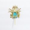 Picture of 14k Yellow Gold, Pearl & Turquoise Bumblebee Brooch with Ruby Eyes