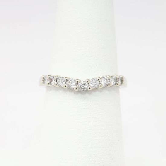 Picture of 14k White Gold & 0.33ct Diamond Contoured Wedding Band Ring