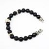 Picture of AXION Matte Black Onyx & Sterling Silver Beaded Bracelet with Skull