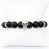 Picture of AXION Matte Black Onyx & Sterling Silver Beaded Bracelet with Skull