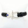 Picture of AXION Men's Black Leather Braided Bracelet with Large Sterling Silver Clasp with Lapis Accent