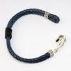 Picture of AXION Men's Braided Blue Leather Bracelet with Sterling Silver & Jasper Fish Hook Clasp