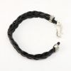 Picture of AXION Black Braided Leather Men's Bracelet with Sterling Greek Key Accents & Anchor Clasp