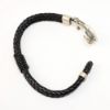 Picture of AXION Braided Black Leather Men's Bracelet with Matte Finished Sterling Anchor Clasp