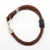 Picture of AXION Men's Brown Braided Leather Bracelet with Sterling Silver & Lapis Fish Hook Clasp