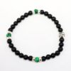 Picture of AXION Black Onyx, Malachite & Sterling Silver Men's Beaded Bracelet