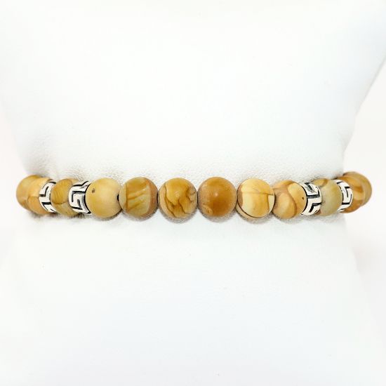 Picture of AXION Picture Jasper and Sterling Silver Men's Beaded Bracelet