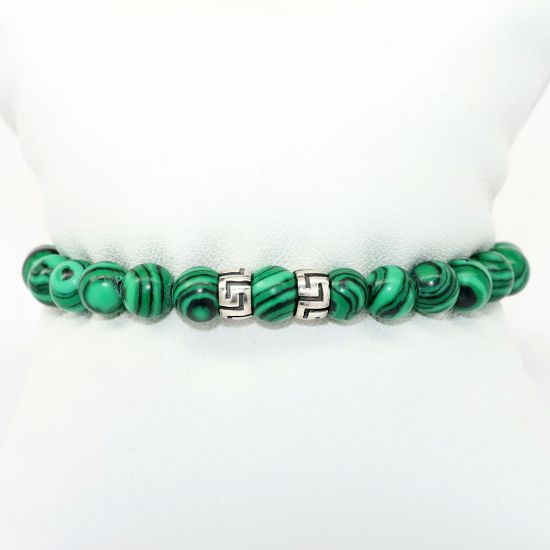 Picture of AXION Malachite and Sterling Silver Beaded Men's Bracelet