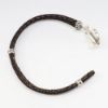 Picture of Axion Men's Dark Brown Braided Leather Bracelet with Sterling Silver Anchor Clasp