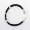 Picture of AXION Men's Black Braided Leather & Sterling Silver Bracelet 14k Yellow Gold Greek Key Accents