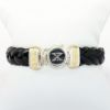 Picture of AXION Men's Black Braided Leather & Sterling Silver Bracelet 14k Yellow Gold Greek Key Accents