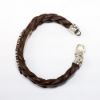 Picture of AXION Men's Braided Brown Leather Bracelet with Sterling Silver Wings Detail