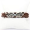 Picture of AXION Men's Braided Brown Leather Bracelet with Sterling Silver Wings Detail