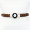 Picture of AXION Men's Brown Braided Leather, Sterling Silver, Black Onyx & Mother of Pearl Evil Eye Bracelet