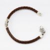 Picture of AXION Men's Brown Braided Leather, Sterling Silver, Black Onyx & Mother of Pearl Evil Eye Bracelet