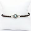 Picture of AXION Men's Thin Braided Brown Leather Bracelet with Sterling Silver & Turquoise Greek Key Bead