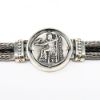 Picture of AXION Men's Braided Sterling Silver & Black Leather Bracelet with Replica Alexander the Great Coin