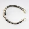 Picture of AXION Men's Braided Sterling Silver & Black Leather Bracelet with Replica Alexander the Great Coin