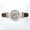 Picture of AXION Men's Braided Brown Leather Bracelet with Sterling Silver Alexander the Great Replica Coin