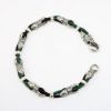 Picture of AXION Woven Black & Green Silk Rope & Greek Key Decorated Sterling Silver Links Men's Bracelet