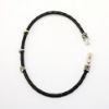 Picture of AXION Men's Thin Woven Black Leather Bracelet with Three Sterling Silver & Lapis Stations 