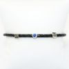 Picture of AXION Men's Thin Woven Black Leather Bracelet with Three Sterling Silver & Lapis Stations 