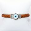 Picture of AXION Men's Woven Brown Leather, Sterling Silver & Mother of Pearl Evil Eye Bracelet