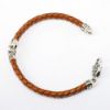 Picture of AXION Men's Woven Brown Leather, Sterling Silver & Mother of Pearl Evil Eye Bracelet