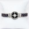 Picture of AXION Men's Woven Faded Blue Leather Bracelet with Sterling Silver Black Faced Compass